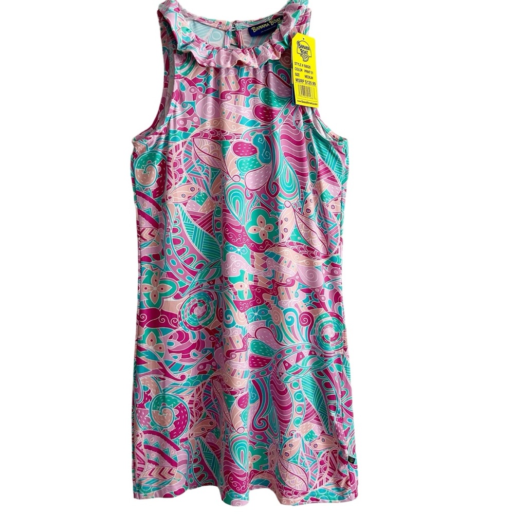 NEW Banana Boat UPF 50+ Tropical Print Swim Dress Coverup M